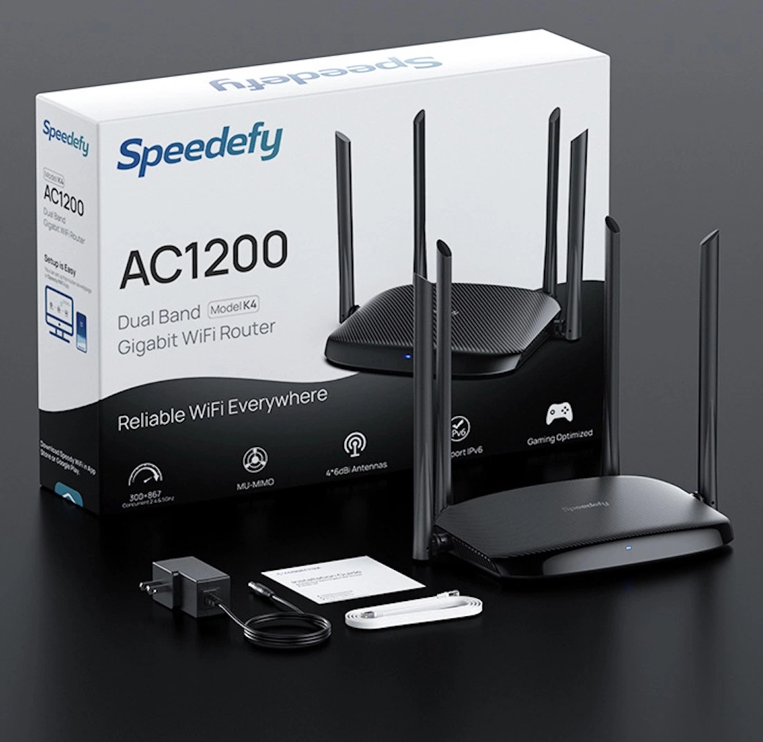 Speedefy AC1200 Dual Band K4 Gigabit Speedy Wireless WiFi Router