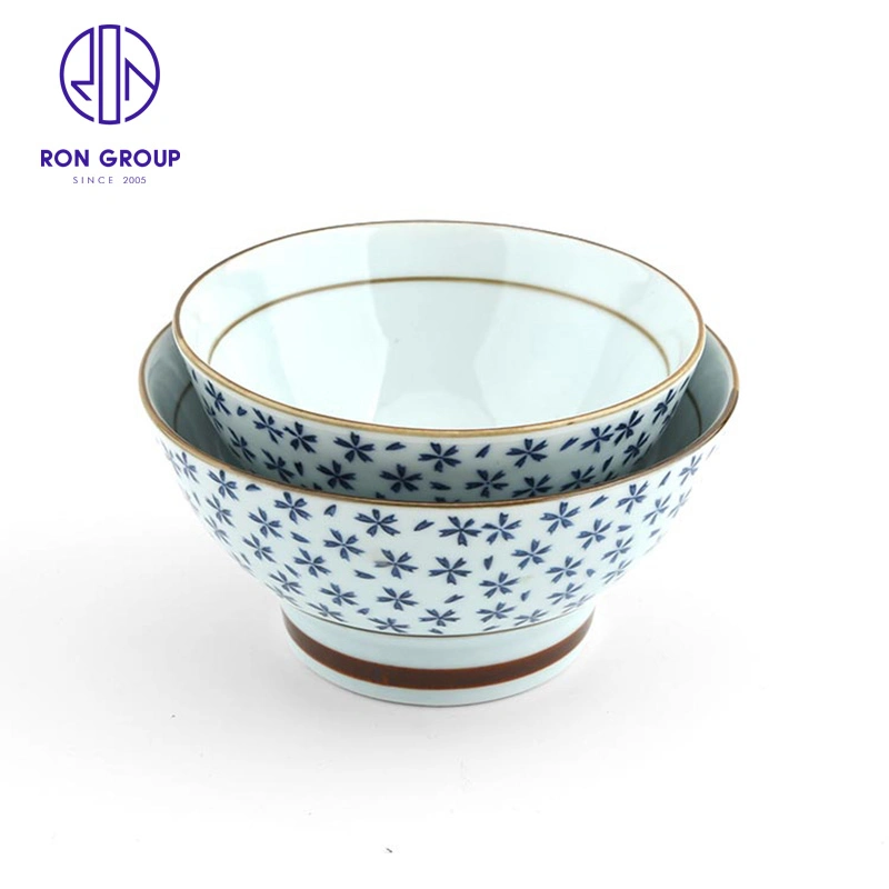 Wholesale/Supplier Modern Ceramic Tableware Blue Star Chinese Style Rice Bowl Dinnerware for Hotel Restaurant Catering