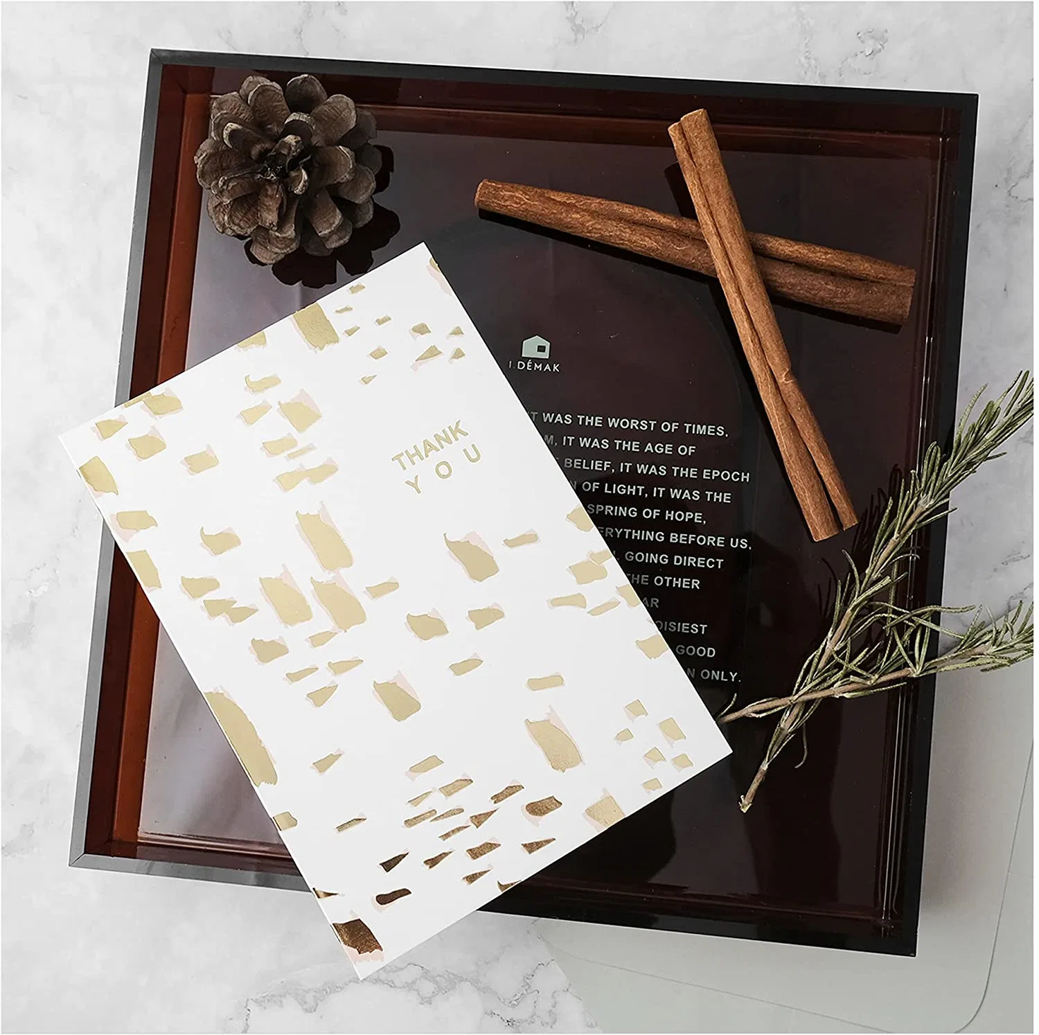 Wholesale Gold Foil Flower Printing Thank You Cards Flora Custom Greeting Card