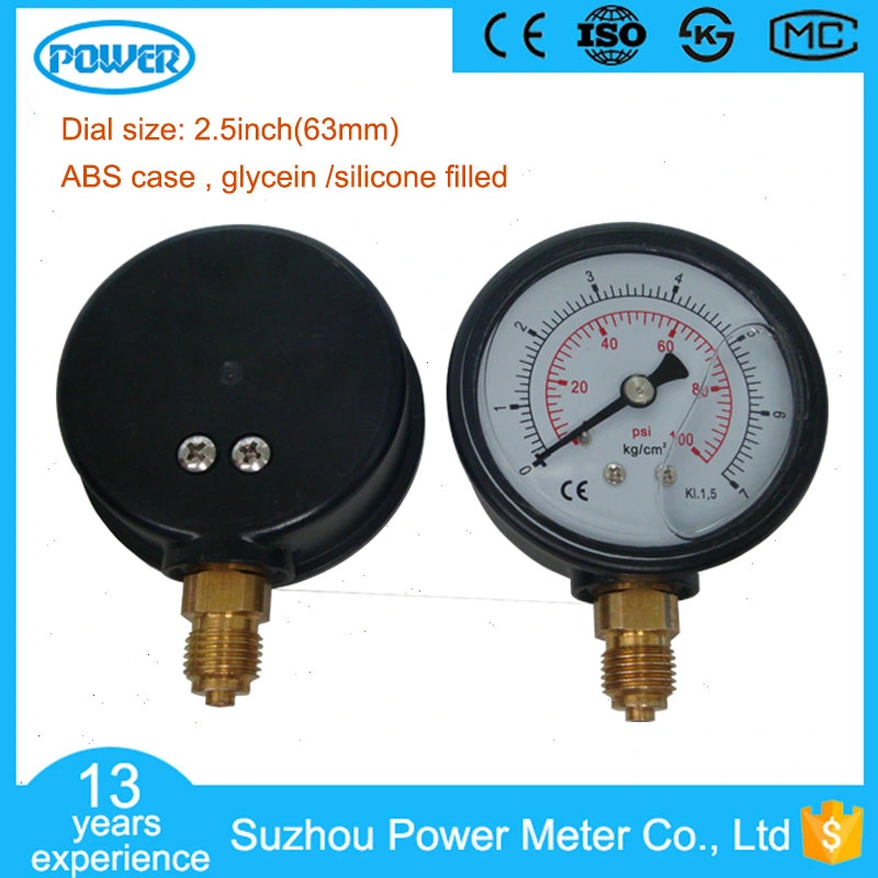 63mm ABS Case Oil Filled Pressure Gauge Vibration Resistance