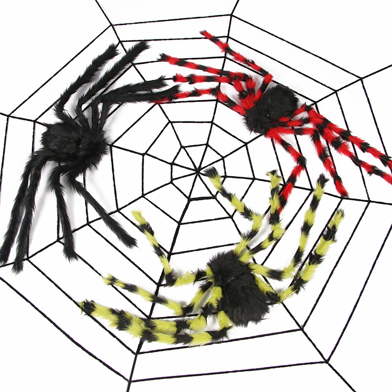 Spider Web Halloween Spider Fiesta decoración objetos Web Secret Spider Sala Tricky Simulation Plush Spider Mayoreo