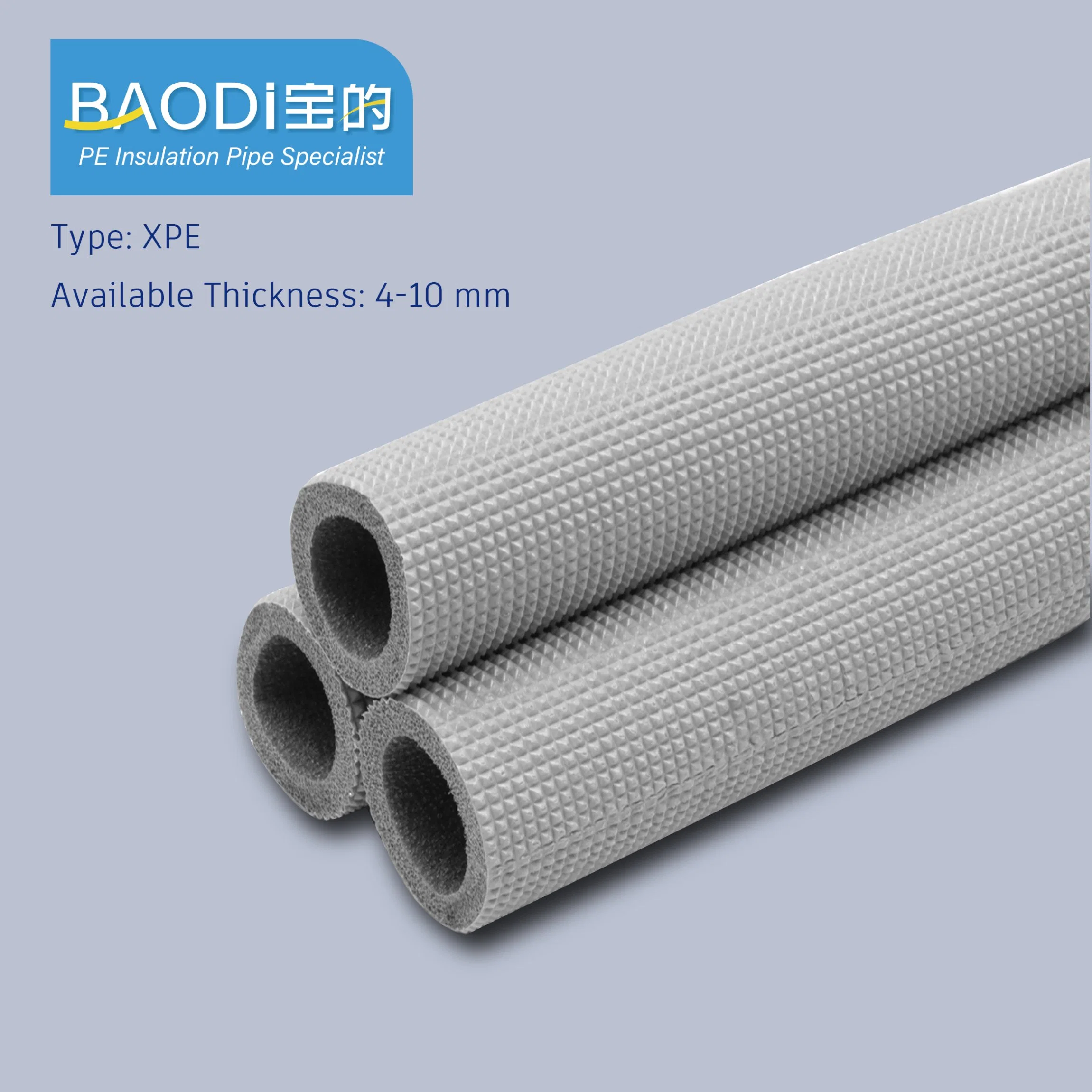 PE Thermal Insulation Foam Hose for Air-Conditioning with 2 Layers Customized Size OEM &Phi;8,12,15,19,22,25mm Thickness 4mm,5m,6mm,7mm,8mmfire Reductant