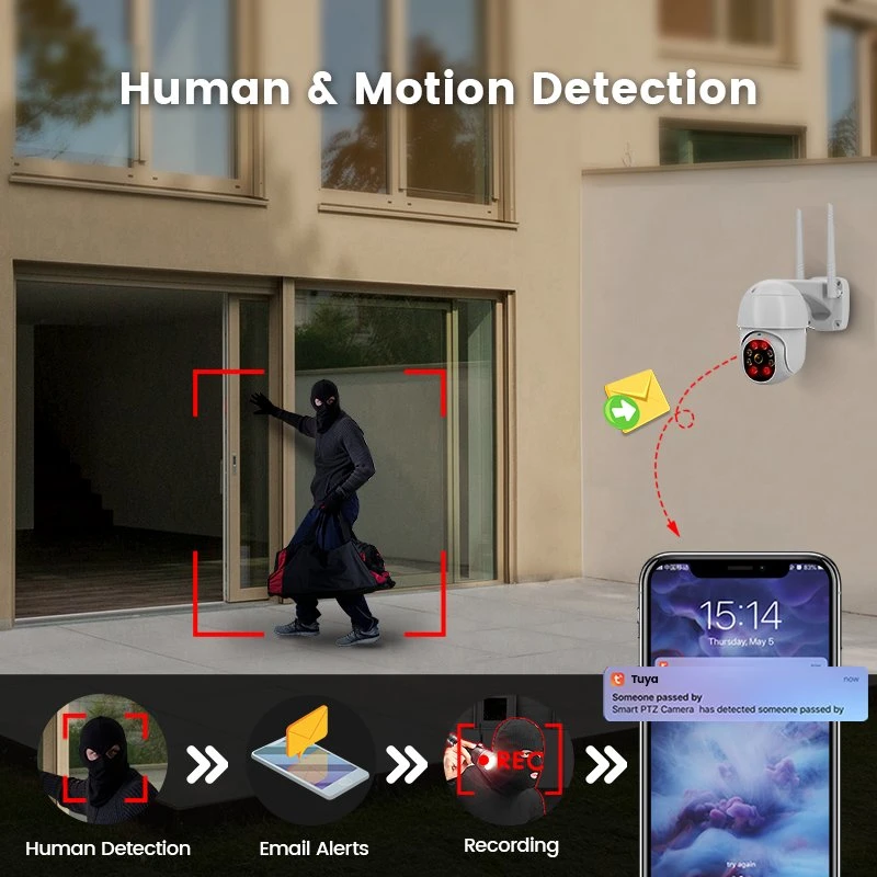 Security Speed Dome PTZ Camera Outdoor Human Detection WiFi Camera