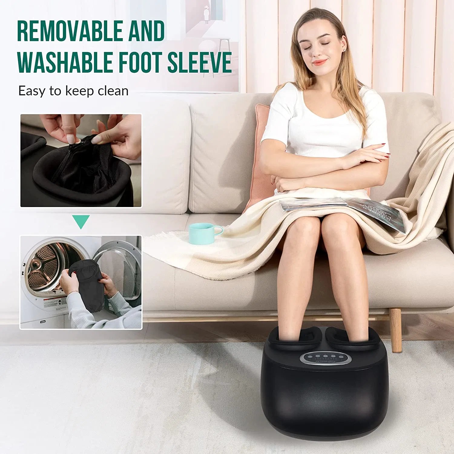 Foot Massager-Shiatsu Foot Massager Machine W/ Heat & Remote 5-in-1 Reflexology System-Kneading, Rolling, Scraping
