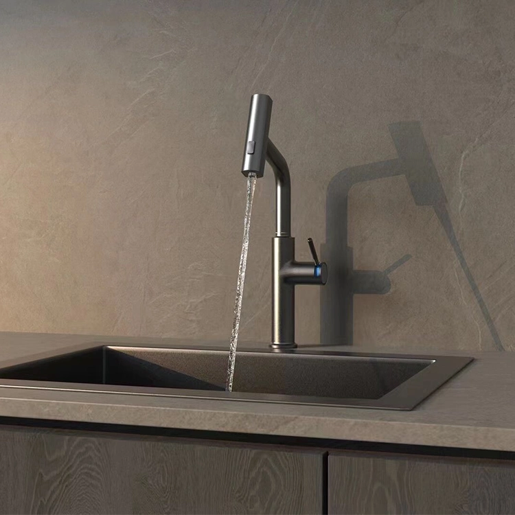 Nuevo diseño Sainpro Cascada de acero inoxidable 304 de agua fría caliente del grifo mezclador de 3 cabezal de ducha función sacar lavabo grifo de cocina