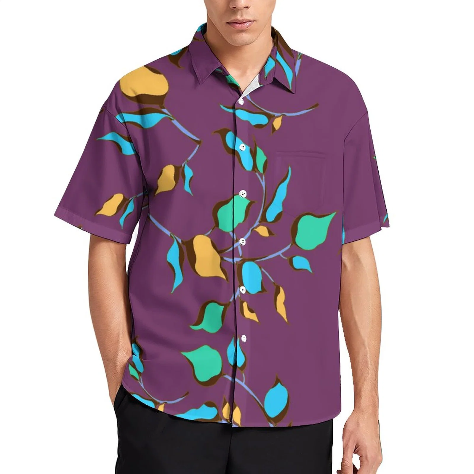 Diseño de camisa hawaiana Diseño de botón a medida