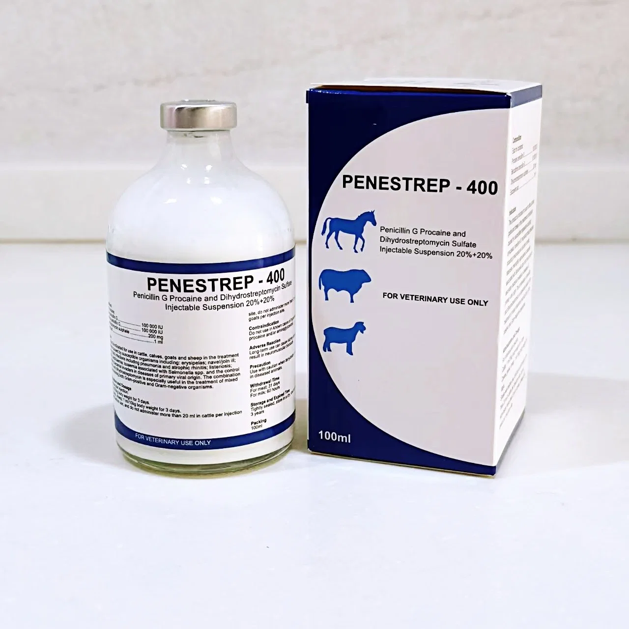 Medicamento veterinario Penicillin G procaína y Dihidroestreptomicina Sulfato suspensión inyectable para uso animal 20: 20 20: 25