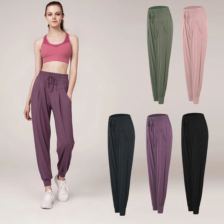 Custom Loose Yoga Pants Women Leisure Sport Slim Elasticated Pockets Yoga Pants