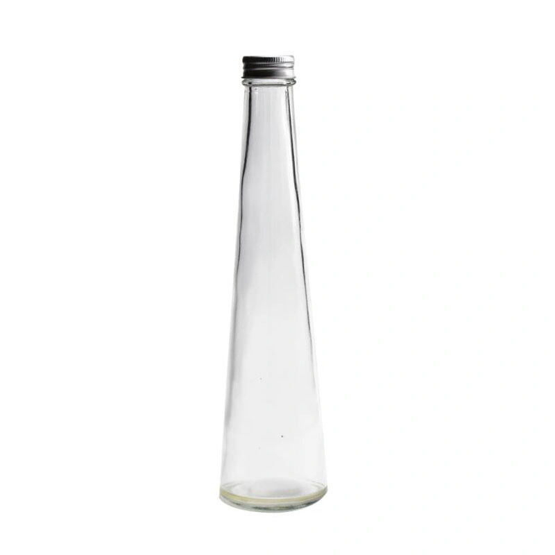 Conical Shape Glass Beverage Bottle Packaging with Metal Screw Cap