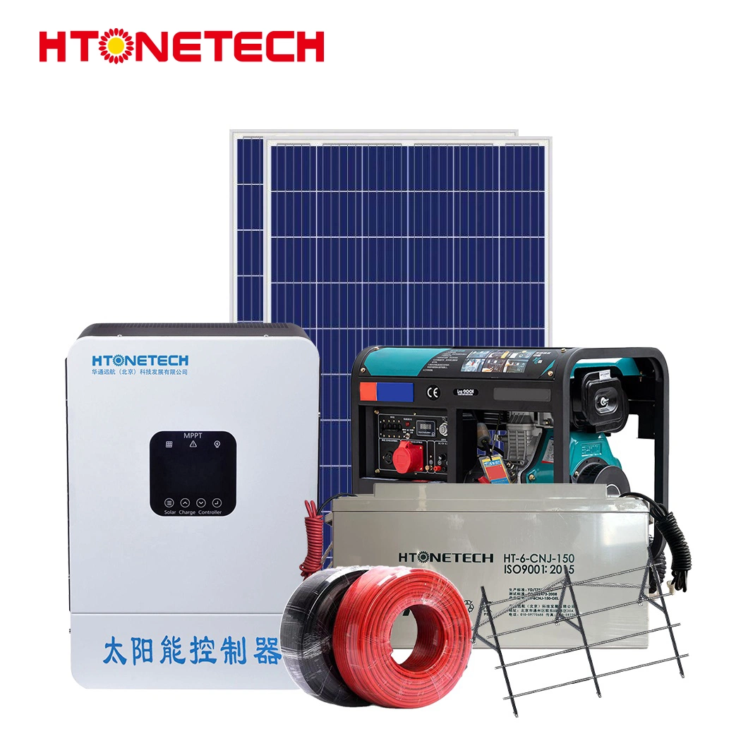 Htonetech Solar Energy Systems off Grid China Solar Panels 750 Watt monokristalline 30 kW Dieselgenerator 6 Zoll 4HP Solar Wasserpumpensystem AC DC Hybrid