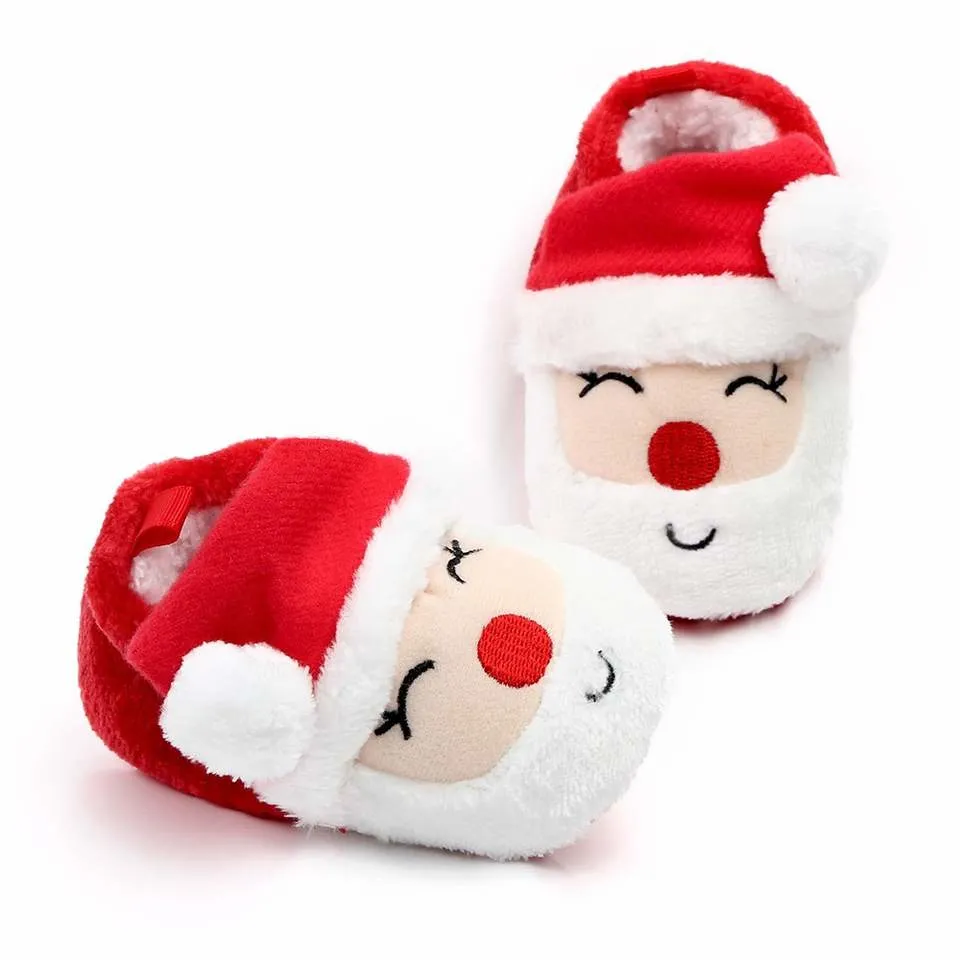 New Baby Boys Girls Christmas Slipper Shoes Toddler Booties Red