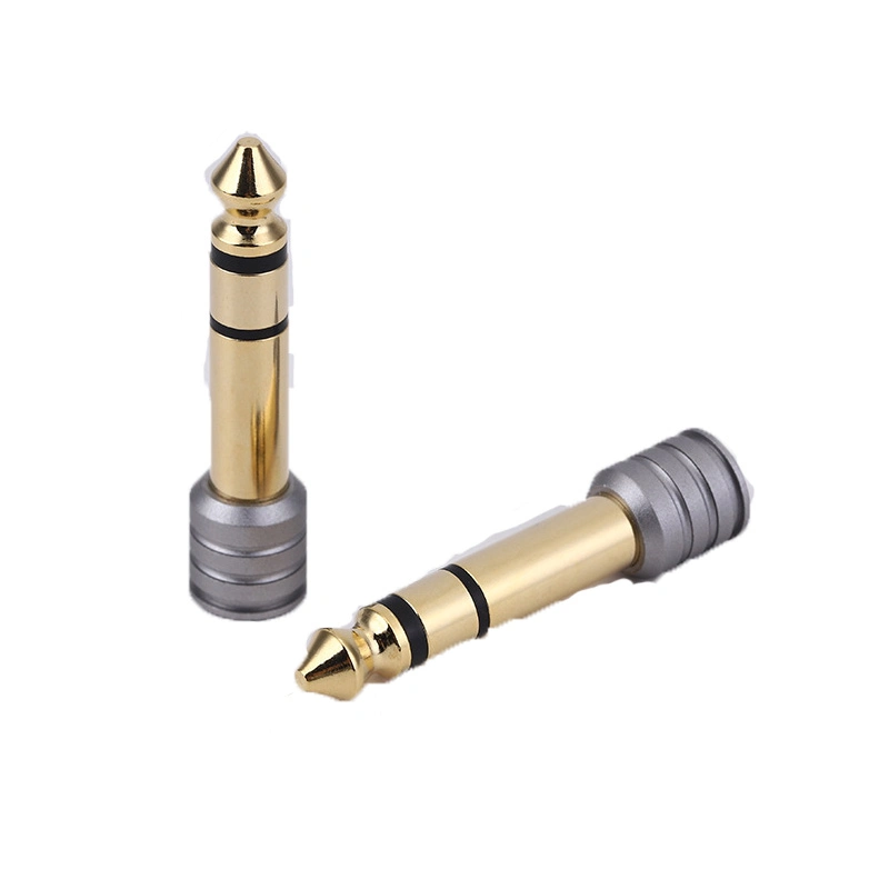 High Strength Custom CNC Machining Audio 6.35 Stereo Plug 6.35 Male to 3.5 Female Adapter 6.35 Headphone Audio Brass Adapter Plug Accessories