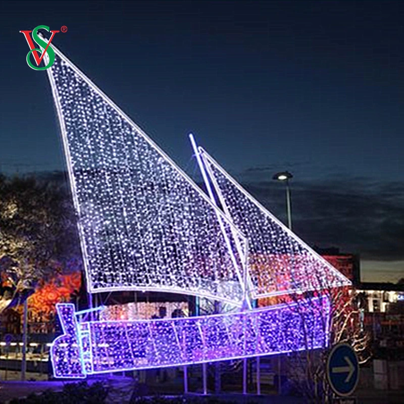 LED 3D Ship Boat Vessel Bus Train Car Motif Light for Outdoor Christmas Festival Decoration