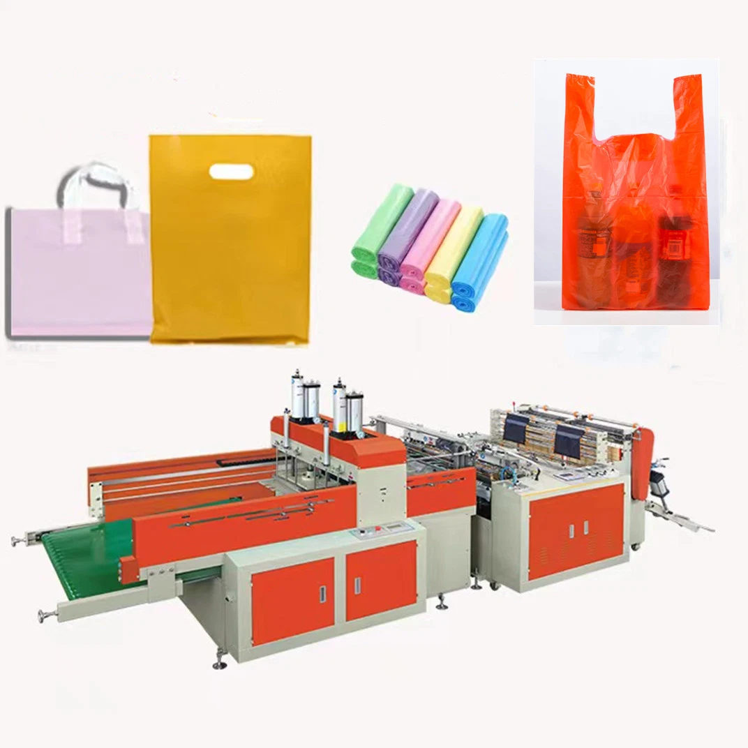 Price 2 Lines Automatic Biodegradable PLA Plastic HDPE Star Sealing Plastic Nylon Pre Cut Rolling Roll on Garbage Trash Bag Making Machine