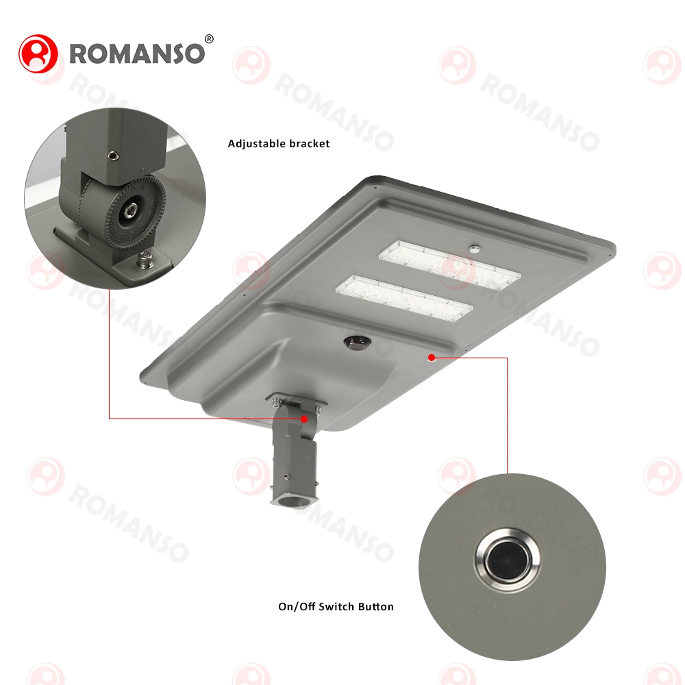 Romanso All in One Street Solar Light 10W 20W30W 50W 60W 80W 100W 120W Lithium Battery LED Solar Street Lights