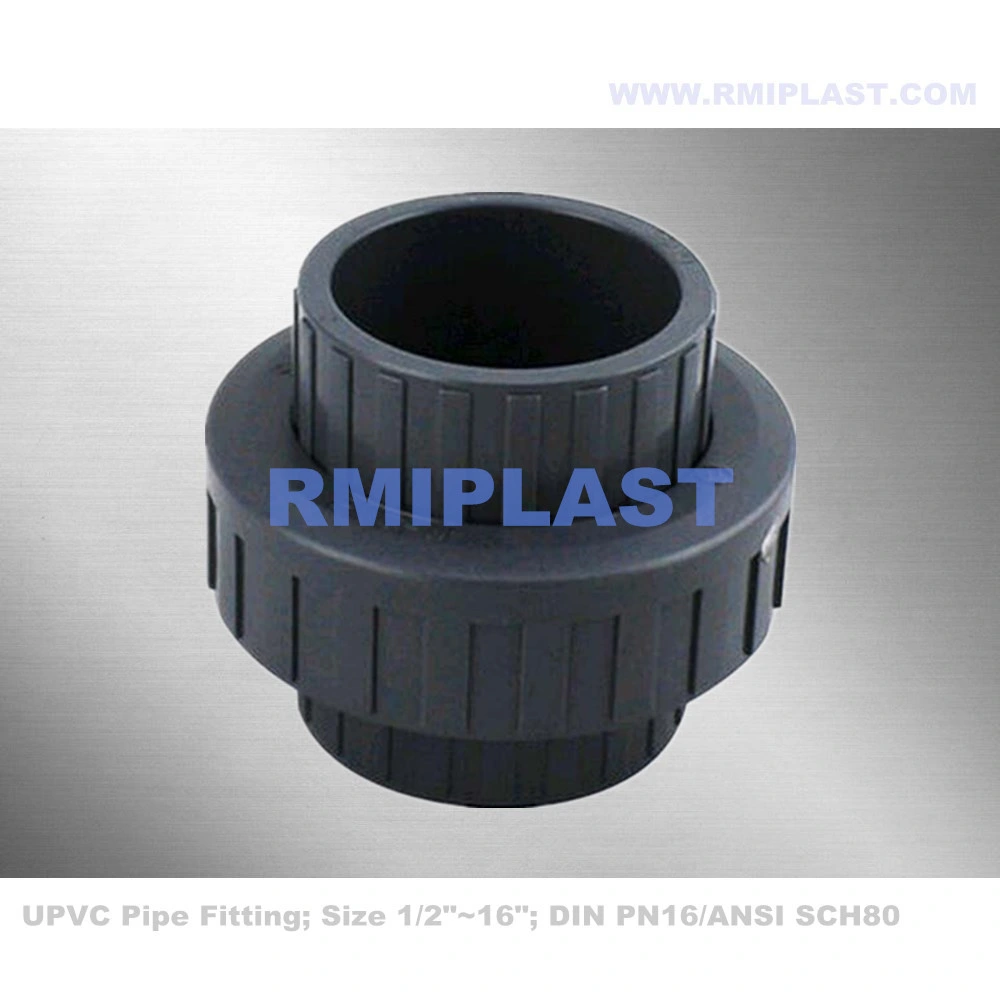 UPVC Union of DIN Pn16 Plastic Fitting PVC Pipe Fittings Hard Tube Eqaul Dark Grey Union Connector for Industrial