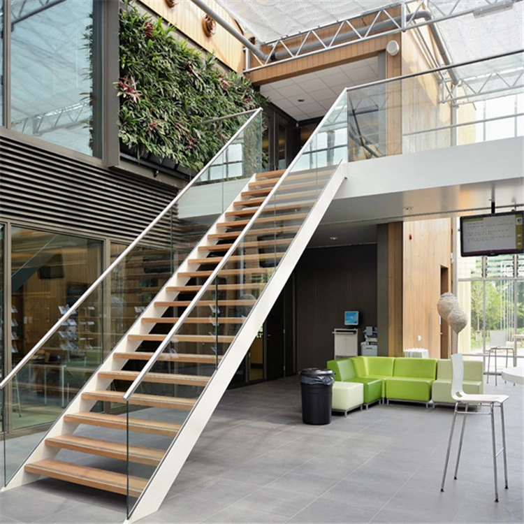 Modern Steel Stairs / Stainless Steel Railing Mono Beam Staircase