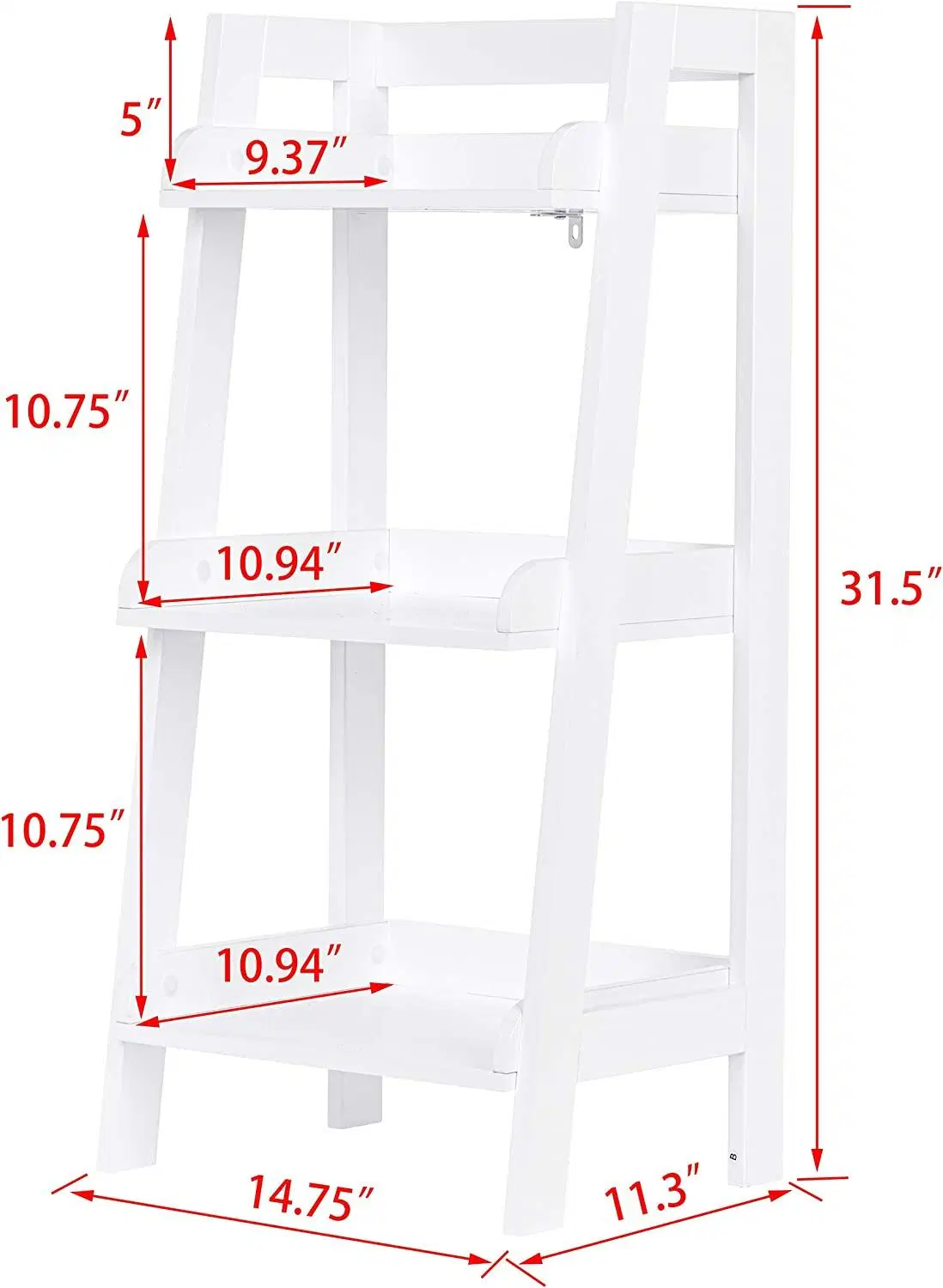 3 Tier Bathroom Freestanding Spacesaver Open Wood Ladder Shelf