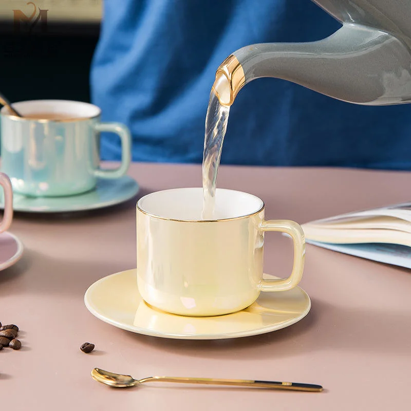 Ensemble tasse et soucoupe en céramique émaillée japonaise et espresso en porcelaine Tasse à eau unie