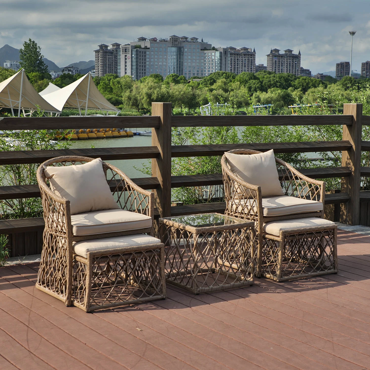 2PCS Ensemble de canapé de jardin pour meubles de loisirs en plein air en vente chaude