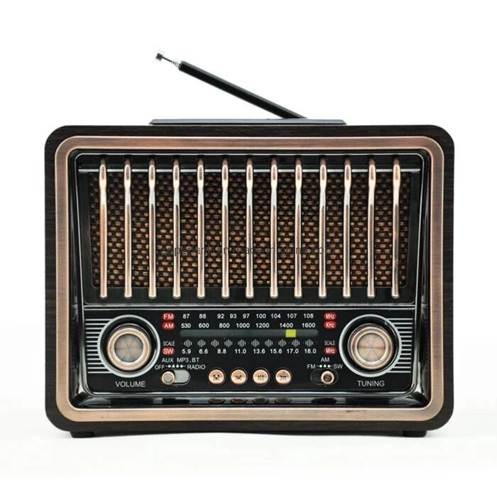 راديو محمول طراز PX-19bt Vintage مزود بوظيفة إضاءة LED AM/FM/SW 3 راديو موجة يدعم سماعة Bluetooth مشغل MP3 لبطاقة USB TF