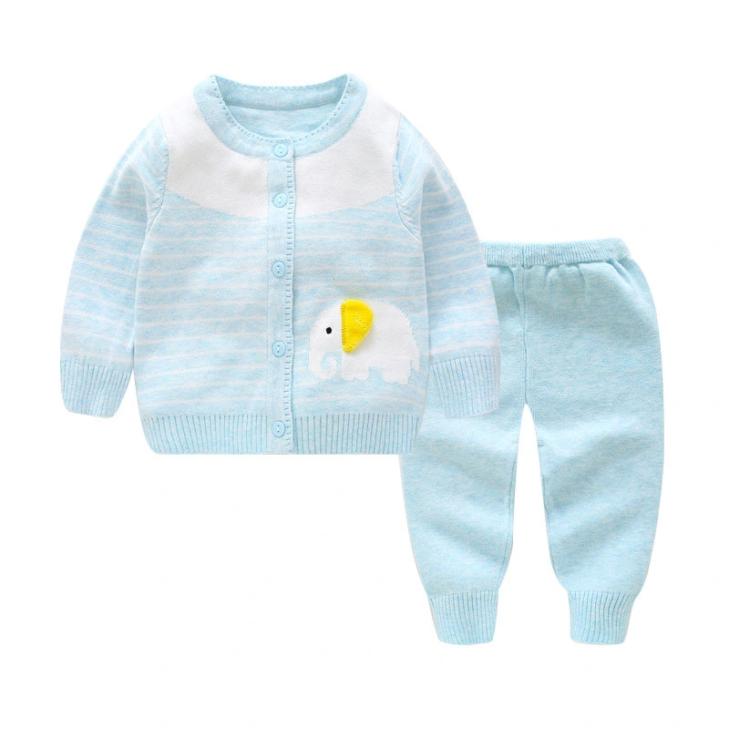 Custom Tollder Animal Pattern Cardigan Trousers Baby Knitted Set