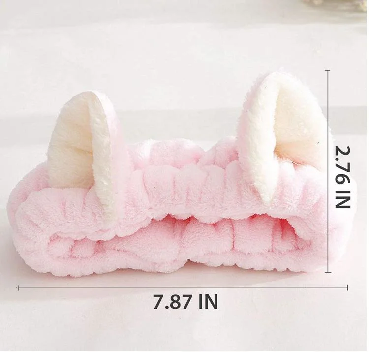 Soft Coral Fleece Lady Earring Headband Cute Makeup Plush Cat Headband Women Accessories