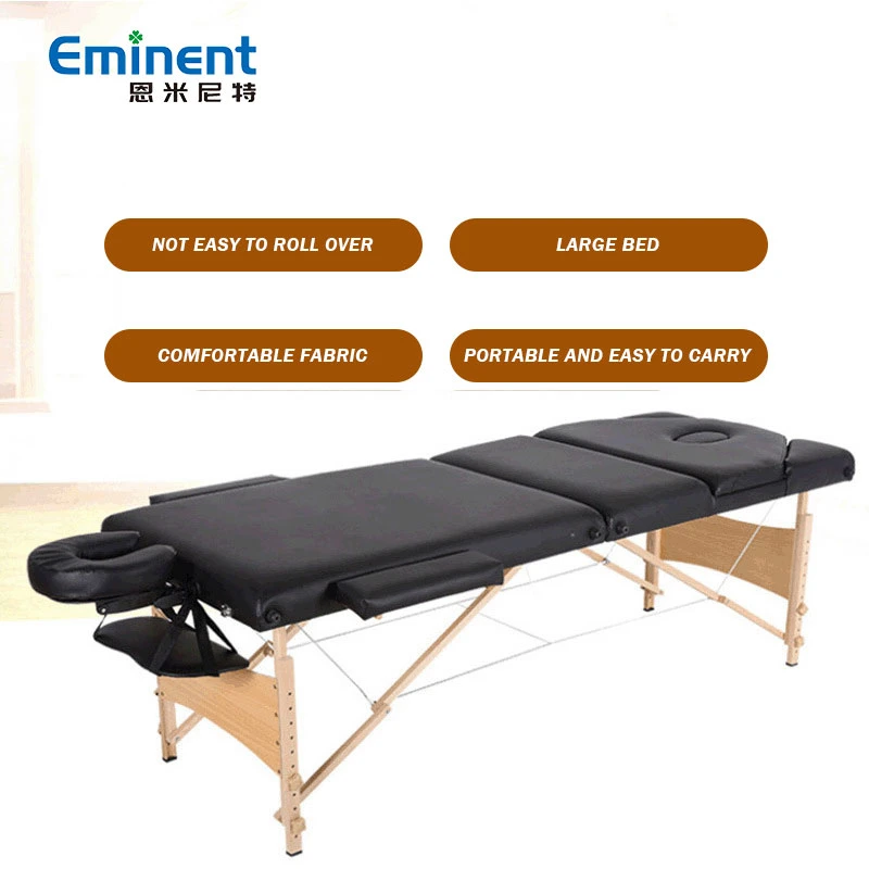 Hot Sale Adjustable Portable 3 Section Folding Massage Table for SPA