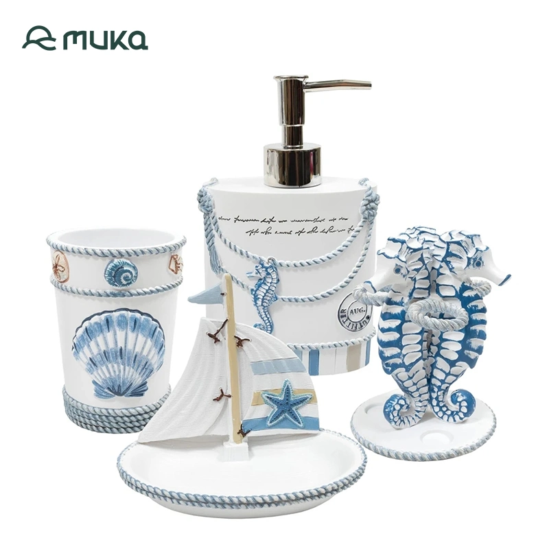 Ceramic Household Shell Mediterranean Bathroom Appliances Dental Toothbrush Holder Wash Set Homestay Bathroom Supplies Accessories