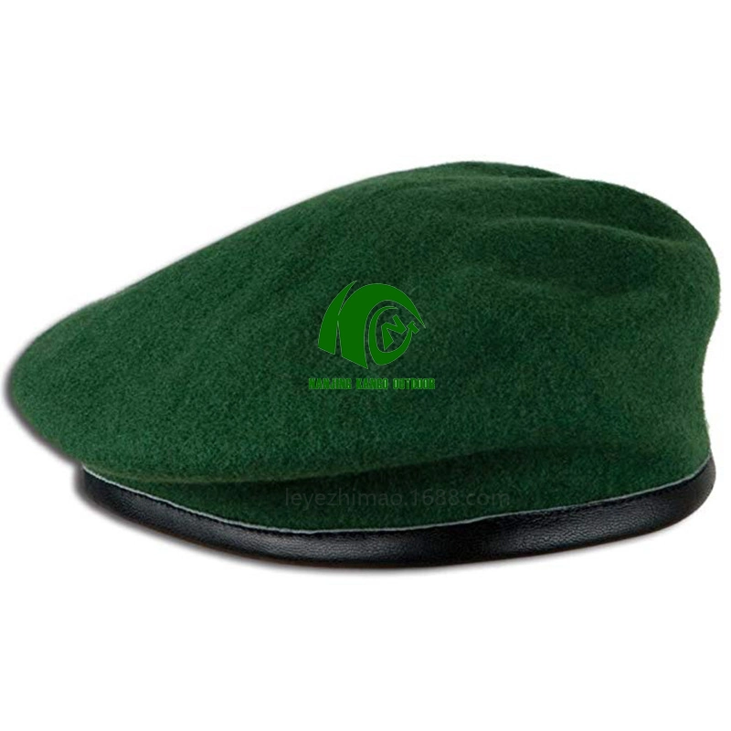 Kango Grün 100% Wolle Weiches Qualität Militär Afrika Union mit Metallabzeichen Woolen Army Beret