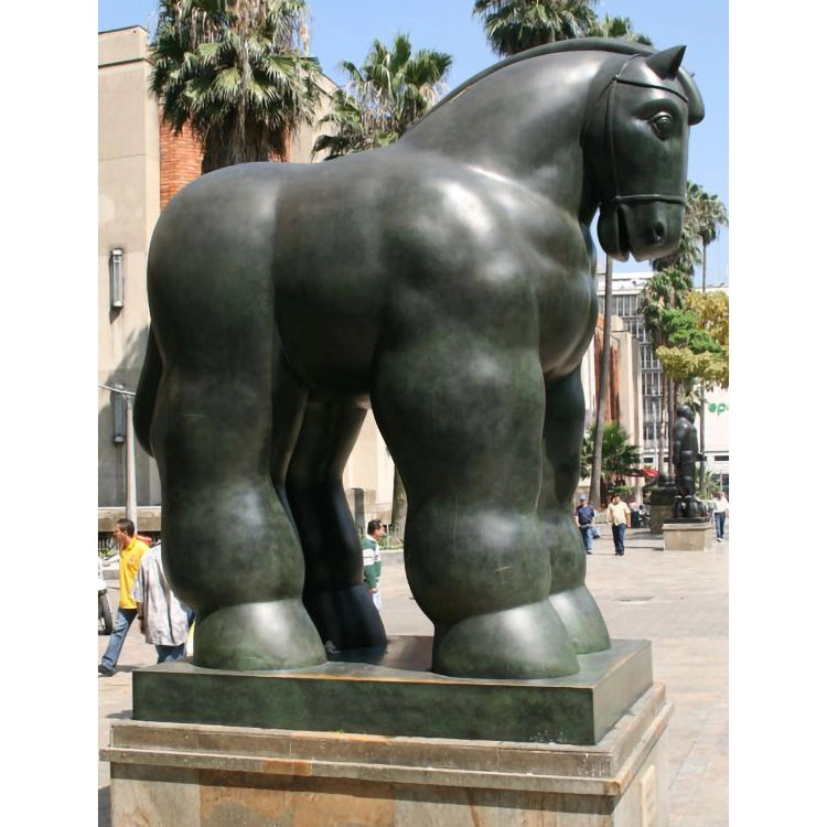 Abstract Animal Famous Bronze Botero Black Horse Sculpture for Sale