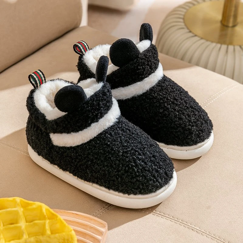 New PVC Warm Winter Shoes Kids Women Home Outdoor Plush Cotton Slippers