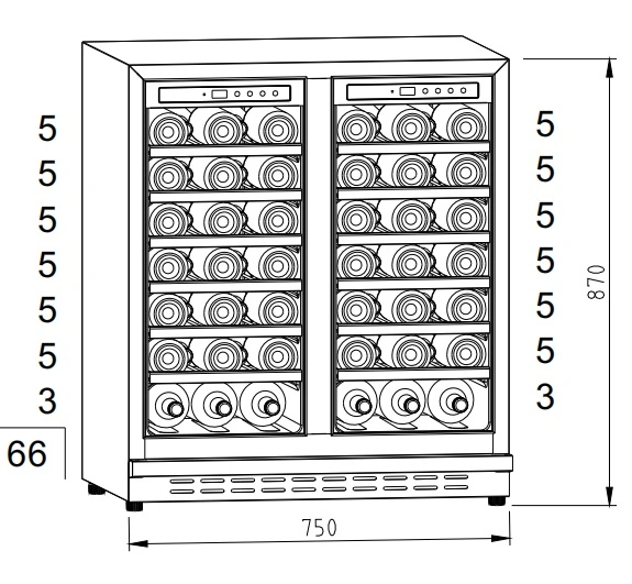 Side by Side Built-in 165 Liters Wine and Beverage Combination Cooler