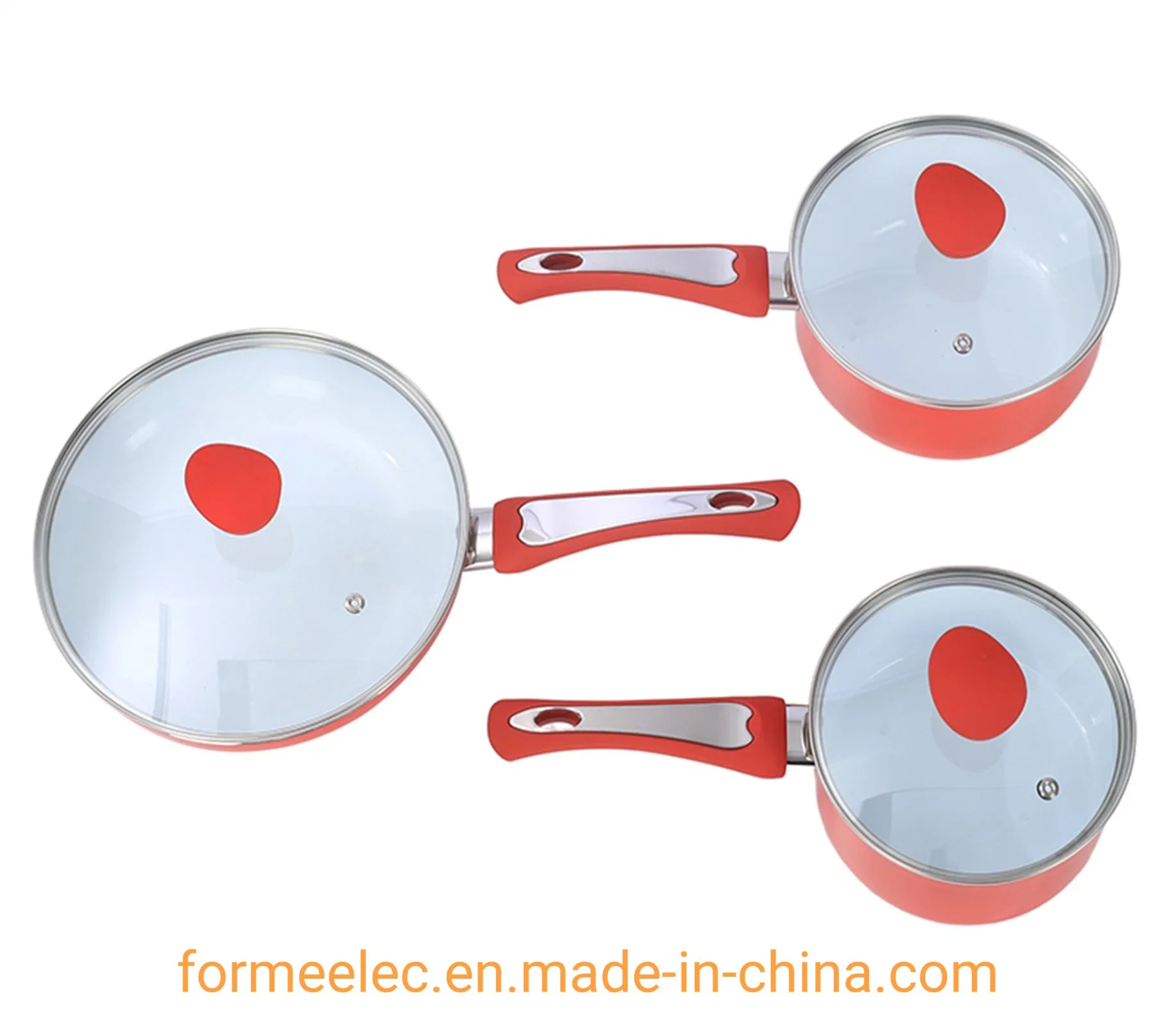 Saucepan Fry Pan 6 Pieces Cookware Set Double Bottom Aluminum Cookware