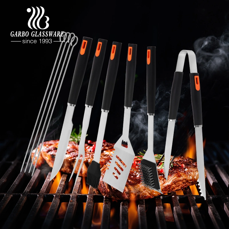 Ferramentas de cozimento para churrasco em aço inoxidável para piquenique Limpeza Pincel carne Frok Turner clip 22PCS conjunto completo Cozinha BBQ Tools panelas Definir