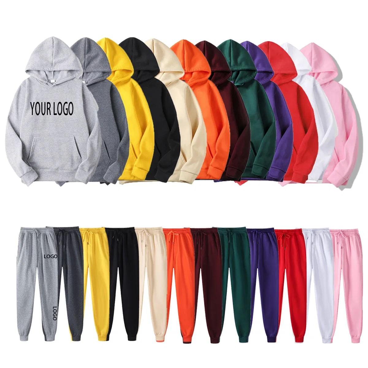 Manufactur Logo personnalisé surdimensionné coloré de coton Streetwear hommes Hoodie Set Men's Sweater Plain Hoodie pull Hoodies pour les hommes