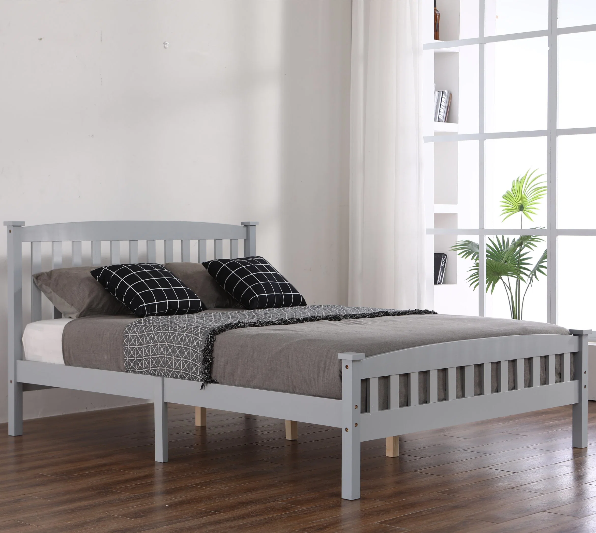 Bedroom Furniture Wooden Pine Bed Grey Queen1530*2030