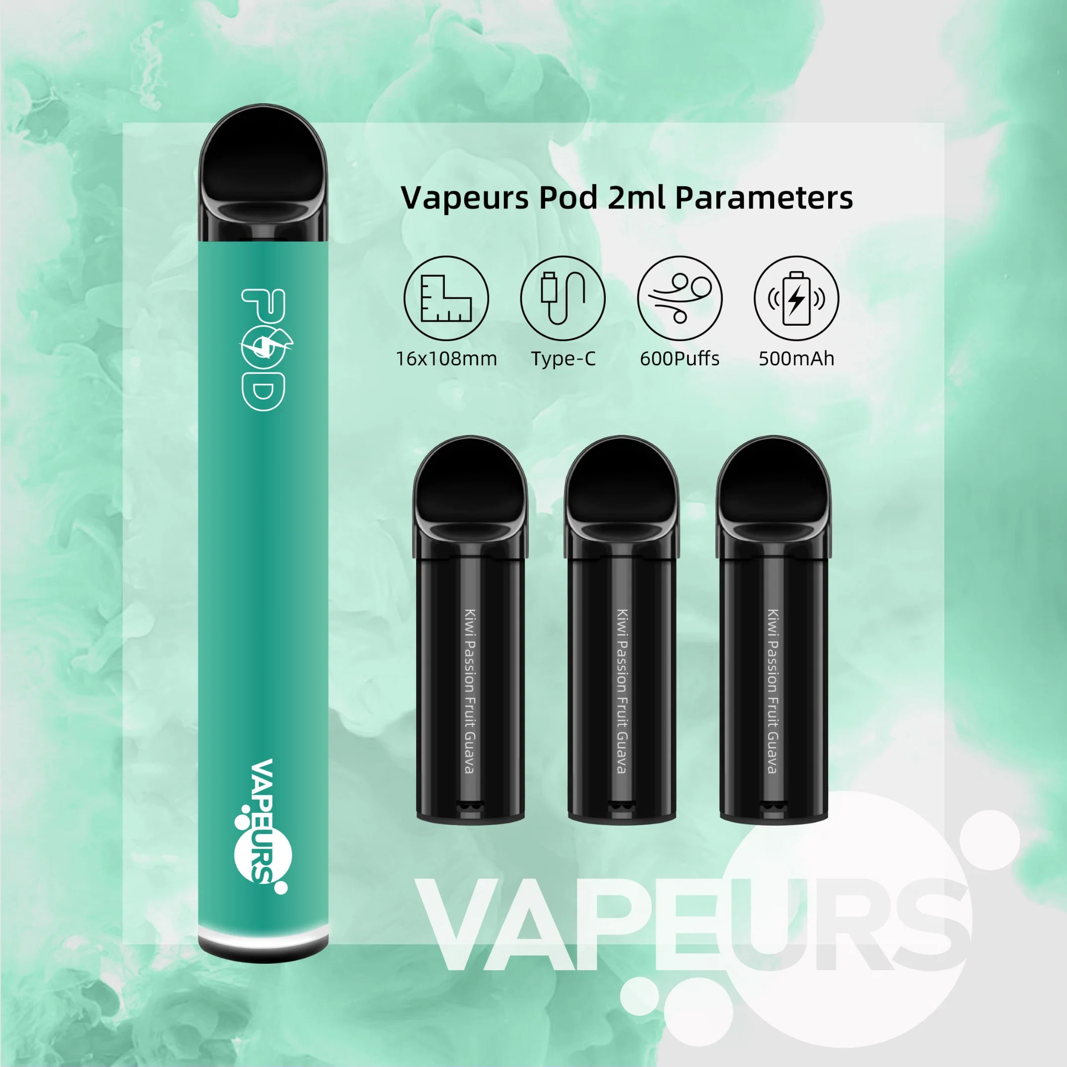 Shenzhen Boxiang Vapeurs Vape Pen Pod Einweg 2ml Pod ecig 600 Puffs