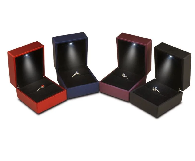 Fashion Black LED Light Rubber Plastic Ring/Pendant/Bracelet /Watch Packaging Jewelry Pacakging Box Jewelry Storage Box