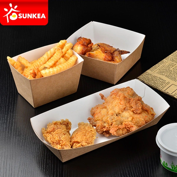 Sunkea Hot Sale Fast Food Container Paper Packaging Tray