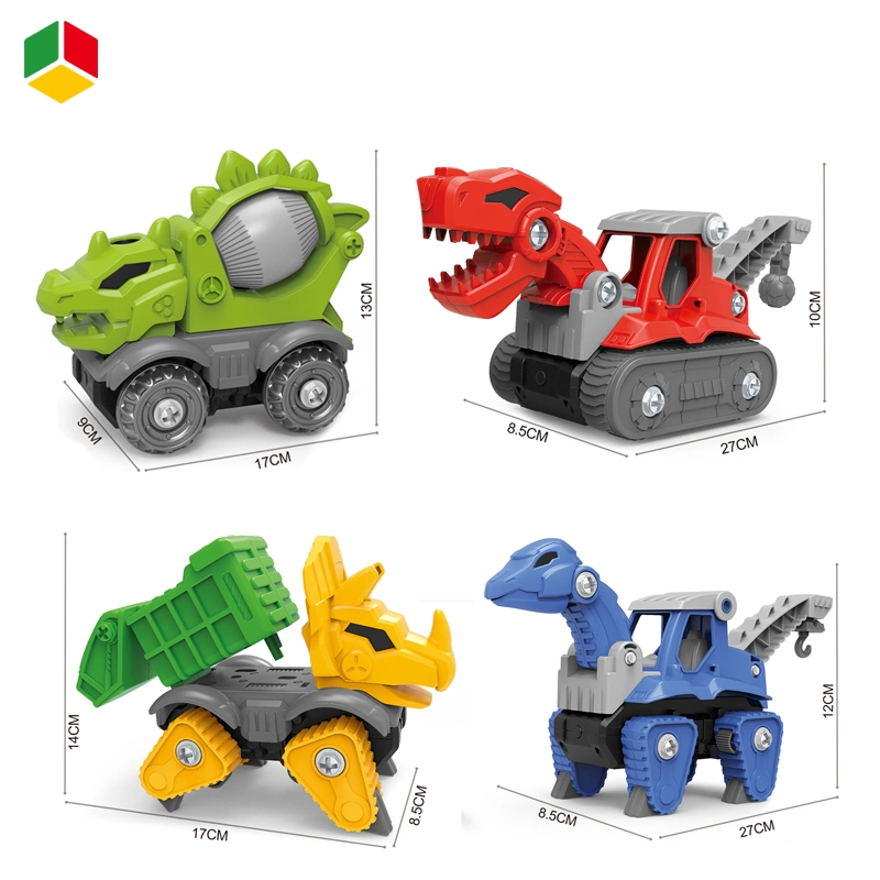 QS Konstruktion Dinosaurier Bauspielzeug DIY Werkzeug-Set mit Elektro-Bohrer, Stamm pädagogische Geschenke Spielzeug für Kinder Jungen Mädchen 4 im Jahr 1