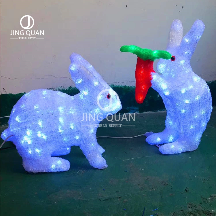 Artificial 3D Cute Rabbit Motif Lights Christmas Holiday Light Other Motif Lights Ornaments Custom Illuminated Decors