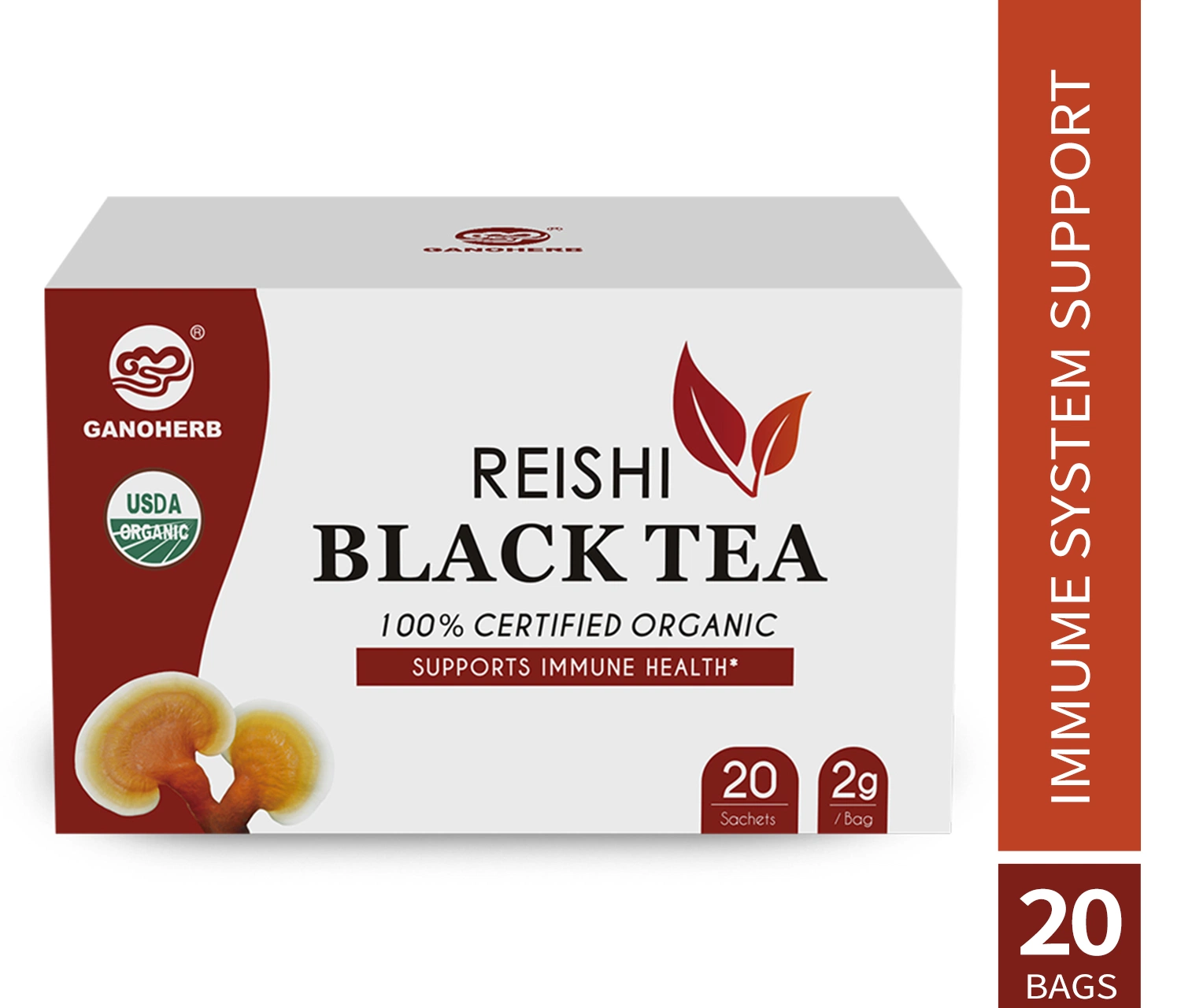 China Custom chá preto Private Label Cogumelo Reishi orgânicos saudáveis de Ervas Ganoderma Lucidum Chá Vermelho instantâneo para melhorar o sistema Immue