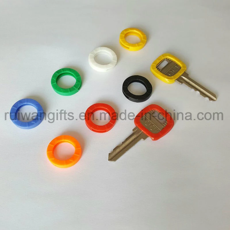 Colorful Round Plastic Key Cap, Key Protective Rings, PVC Elastic Key Caps