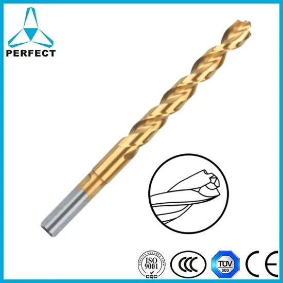 Three-Flats Shank Titanium Parabolic Flute Heavy Duty HSS Pilot Point Tip Drill Bit