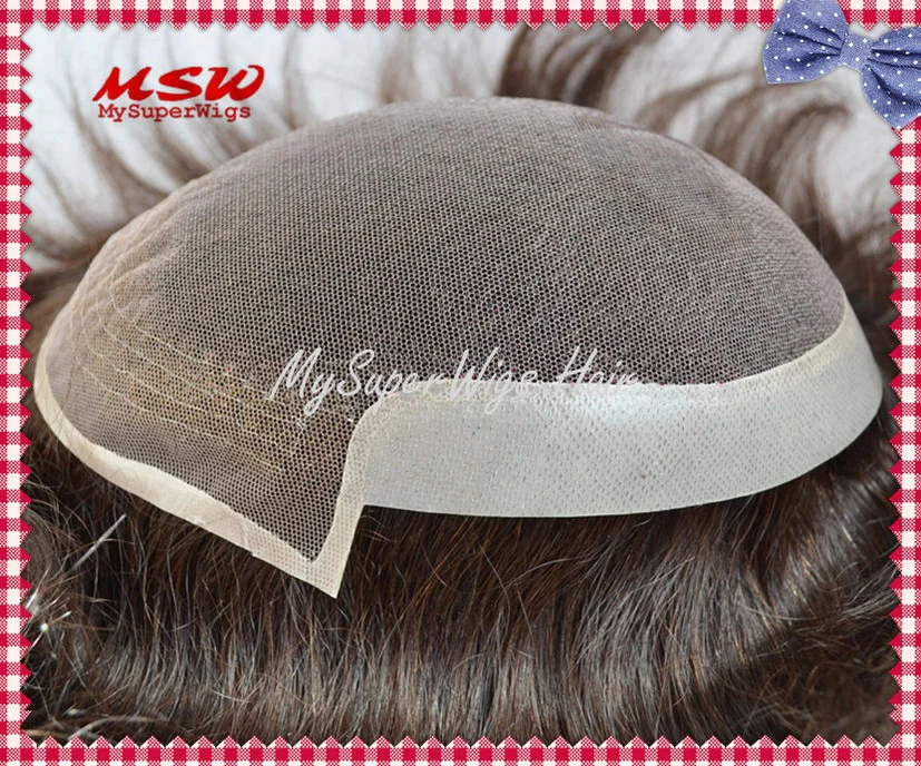 Best Hand-Knotted Swiss-Lace/French-Lace with Poly Binding Human Hair Men&prime; S Hairpiece