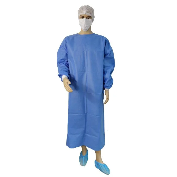 Hospital Poly-Reinforced ropa quirúrgica desechable estéril SMS Operación cirujano bata quirúrgica estéril Camiseta chaqueta con Raglan Manga y Handtowel
