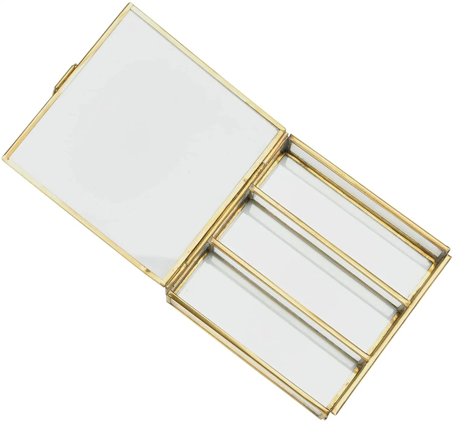 Coffret à bijoux en verre de stockage avec bord doré pour décoration maison