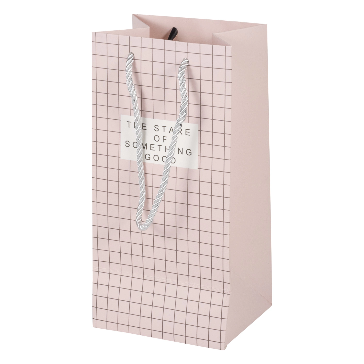 Logotipo de lujo personalizado Hot Stamping pequeño mediano y grande cuerda Bolso de papel de regalo de compra azul rosa asa para ropa de embalaje