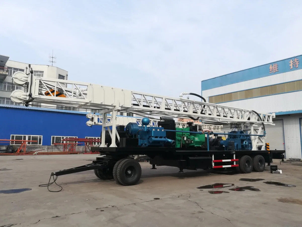 600m Deep Tractor Rock Core Drill Machine Trail Car Tow Truck Semi Trailer Water Well Drilling Machine